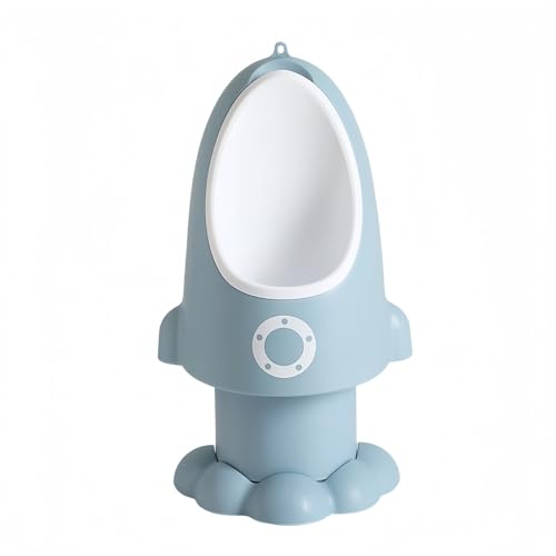 男児用トイレトレーニングおまる 壁掛け式・高さ調節可能・取り外し簡単 | 独立式小便器・可愛いロケットデザイン・ベビー用品 | 幼児トイレ補助器具 (ブルー)