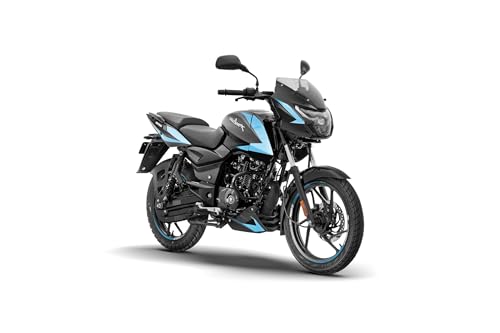 Image of Bajaj Pulsar 125 Disc Carbon Graphics Motorcycle, Split Seat, Ebony Black Cyan Blue, Booking for Ex-Showroom Price