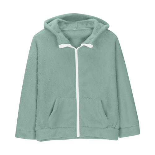 Girls Fleece Jacket with Pocket Youth Long Sleeve Hooded Sherpa Zip up Hoodie Fall Fashion Outwear Cute Kids Clothes3