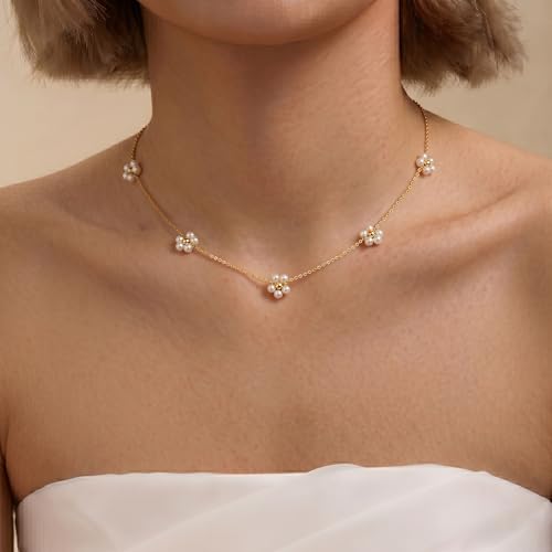 Image of Tewiky Layered Necklaces for Women 14k Gold Plated Chain Necklace Set
