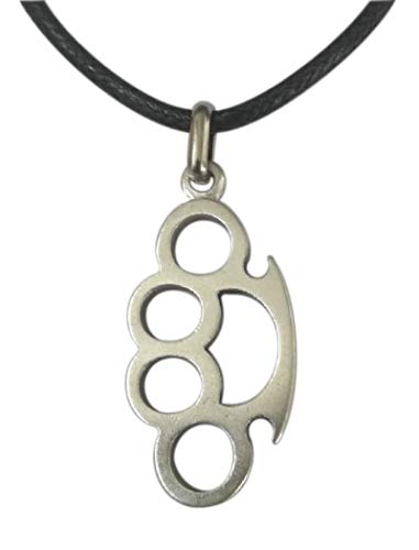 Eurofusioni Brass knuckle duster Pendant with necklace - Silver p...