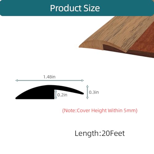 Tintvent Carpet Floor Transition Strip, Self-Adhesive Carpet to Tile Transition Edging Trim Suitable for Door Threshold/Wood Floor, Cover Height Within 5mm – Brown(20Ft) by Tintvent - Image 2