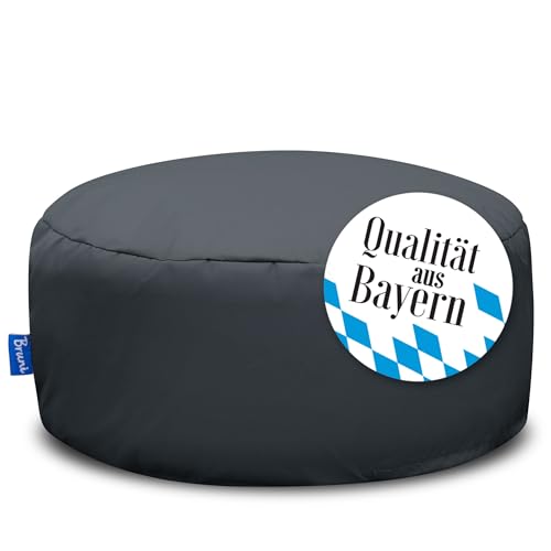 Bruni Pouf M gris – Pouf rond pour l'intérieur et l'extérieur comme repose-pieds, coussin de yoga, coussin de méditation, fabriqué en Allemagne
