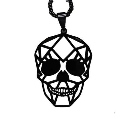 Collier rock homme tête de mort et pendentif gothique cool
