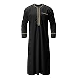 Bowanadacles Muslim clothes for men kaftan for men Thobe for men Islam Moroccan Thobe men Thobe Islamic clothing (Black, S)
