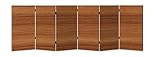 2 Ft Room Divider Screen Teak Wood Portable Short Canvas Folding Screen 6 Panel Freestanding Separator Privacy Partition Indoor Home Office