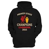 Sudadera con capucha 2025 Champions Red Football - Sudadera de recuerdo de los aficionados - Jersey unisex para niños y niñas (Reino Unido, Alpha, M, Regular, Regular, Negro)