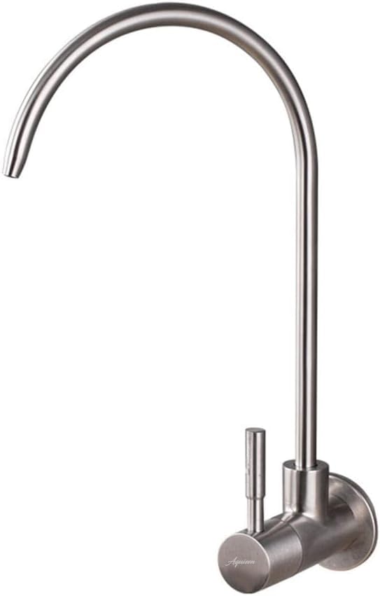 Aquieen SS 304 Kitchen Wall Mounted RO Water Tap with Wall Flange (Cold Water Provision) (Brushed Silver)