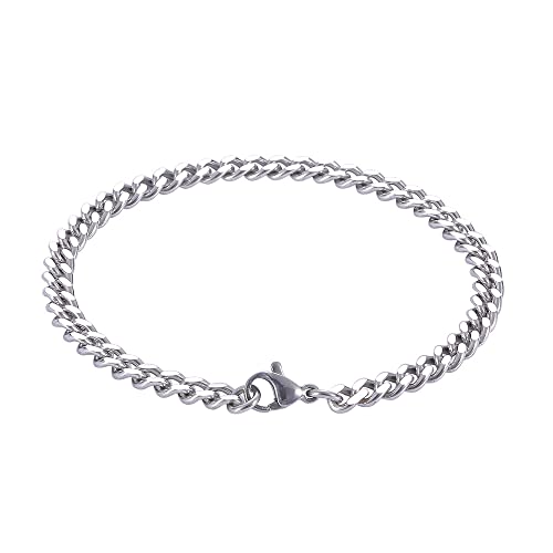 Couple's Stainless Steel Cuban Chain Bracelet, Net Red Same Style Chain Thick Flat Bracelet, Punk Motorcycle Accessories