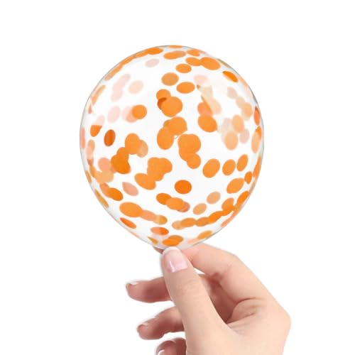 Image of Orange Confetti Balloons, 40 Pcs 5 Inch Clear Balloons with Confetti Inside for Birthday Party Graduation Engagement Cake Topper Decor Bridal Shower Baby Shower Decoration Supplies -Paper Confetti