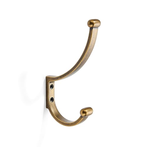 LONHECAN Zinc Alloy 3 Pack 6 inch Antique Brass Coat Hooks Wall Mounted Heavy Duty Screw Mounted Bathroom Hooks Rustproof Towel Robe HooksBedroom Entryway Organization mudroom Hooks
