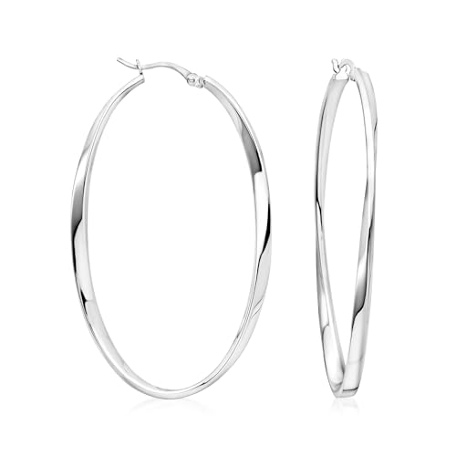 Ross-Simons Sterling Silver Oval Twist Hoop Earrings