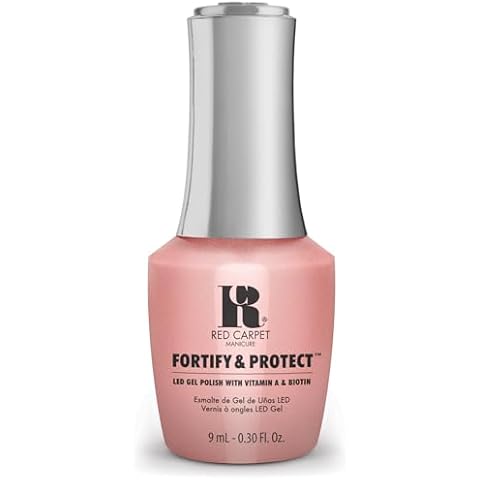 Red Carpet Manicure Fortify & Protect Soft Pink Pearl Gel Polish for Strong, Healthy Nails - Infused with Vitamin A & Biotin - (Teahouse Traveler) Led Nail Gel Color, 0.3 Fl Oz Cover