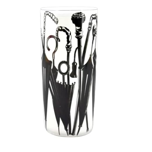 AcaciaHome - Portaombrelli in Ceramica, Altezza 45 cm, Colore: Bianco e Nero