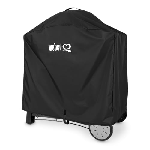 Weber Premium Grill Abdeckhaube für Q 300/3000 Serie, atmungsaktiv UV- & wasserbeständig, Schutz for Wind & Wetter, mit Klettverschluss zum Befestigen - Schwarz (7184)