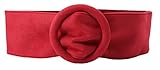 Chendvol Women's Suede Waist Wrap Belt with Buckle Wide Stretchy Cinch Belt (Wine)