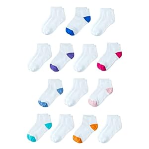 Amazon Essentials Calcetines tobilleros de algodón unisex para niños y niños pequeños, 14 pares