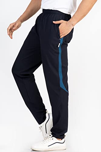 Image of Ultra Light Weight Regular fit Track for Men || Sportswear || Gym wear || Running wear || Breathable (L, Navy Blue)