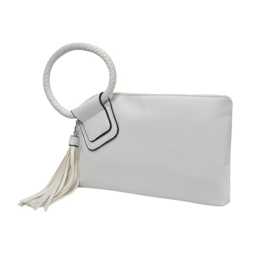 Image of NGIL Faux Leather Mini Wristlet Purse | Women's Handbag, Fashion Wristlet Wallet, Compact Everyday Purse with Fringe Tassel