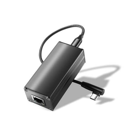REVODATA 25W PoE to USB C Adapter Converter, PoE to Type-C Power Output with Ethernet, 5V/9V/12V/15V/20V Adaptive Output, Wired Broadband and PD Charging for Phone/Tablet (PD2CAT-20V)