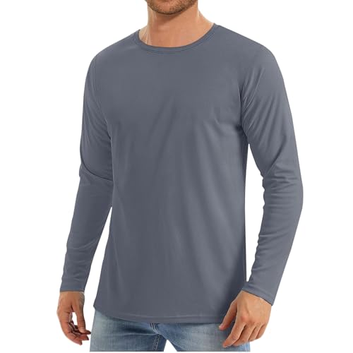 Mens UPF 50+ Sun Protection Long Sleeve Shirts Lightweight Fishing Running Tshirts Outdoor Athletic Beach Tops Tee