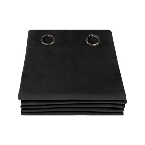 Moondream DecibelControl™ Akustikvorhang 3in1 | Lärmschutz | Thermoisolierung Winter+Sommer | 100% Verdunkelung | Patentierte Technologie | EU | Samt | Ösen | Schwarz MC710 | 130B x 260H cm