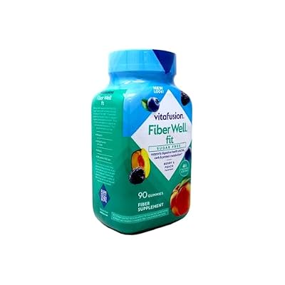 Vitafusion Fiber Well Fit Sugar Free Supplement Gummies, Berry & Peach Flavors, 90 ct (Pack of 2)