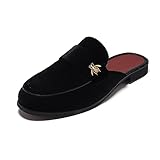 YYQL Men's Mule and Clog Classic Slippers Office Shoes Casual Slip On Backless Loafers 266 Black Size 7