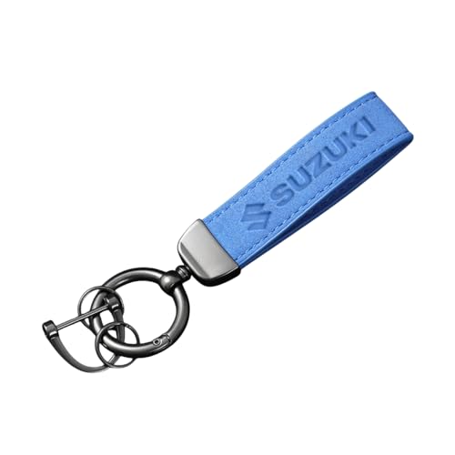 Porte-clés Moto Suède pour Suzuki Porte-clés en Cuir de Haute Porte-clés Moto Portable Polyvalent Durable Accessoires,Blue-A
