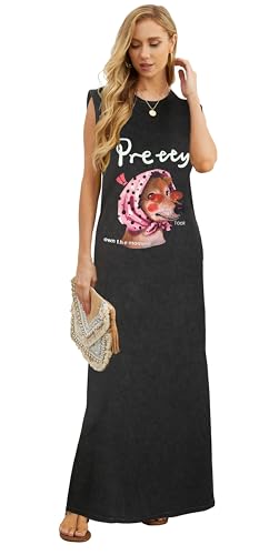 Image of GRECERELLE 2026 Women Year-Round Casual Round Neck Loose Split Wrinkle-Free Long Maxi Vacation Dress with Pockets (XXS-4XL)