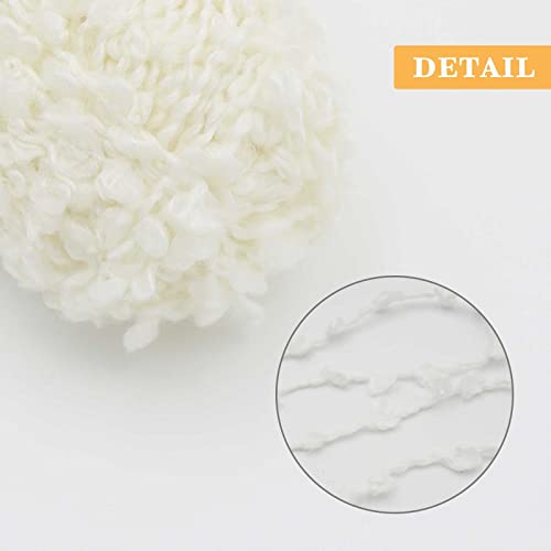 Niceec 4 Skeins Fancy Loop Yarn Soft Soft Novelty Yarn For Diy Craft Fashion Yarn For Crochet Knitting Boucle Yarn Fingering Weight Yarn Totle Length 4×65Yds(4×1.76Oz)-White #TOP2