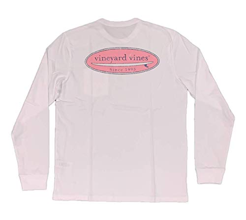 Vineyard Vines Men's Long Sleeve Graphic Pocket Tee - VV Surf Logo (X-Large, White Cap VV Surf Logo)