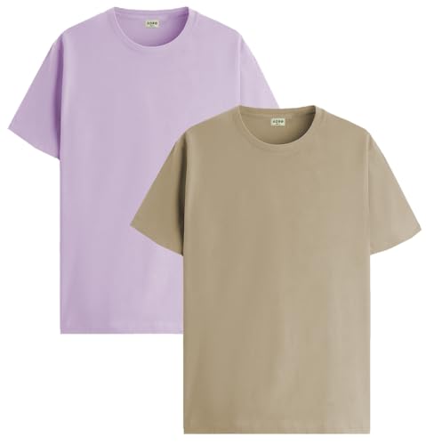 Image of ADRO Men's Cotton Regular Fit Combo Plain Solid T-Shirt Pack of 2