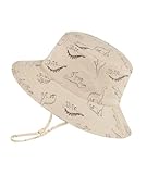 Toddler Kids Sun Hat Summer Outdoor Toddler Bucket Hats UPF 50+ for Boys Girls Adjustable Beach Hats with Wide Brim 02 Khaki Dinosaur 2-4T