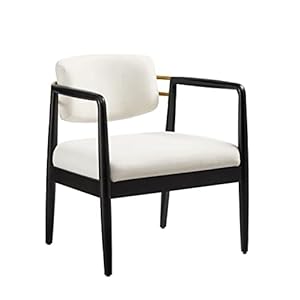 Ball & Cast Modern Accent Chair Upholstered Club Chair Comfy Side Armchair with Wooden Frame, Ivory