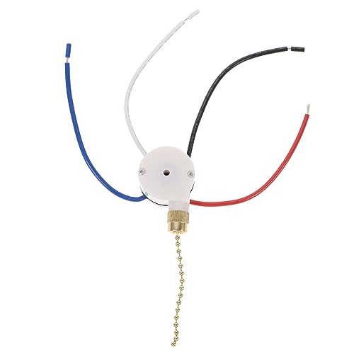 Artibetter - Interruptor de cremallera para ventilador de techo, cadena de tracción eléctrica con 4 cables y control de velocidad fácil instalación para luces de techo y apliques de pared