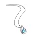 Produktbild Orovi Schmuck Damen 0.01 Ct Diamant Halskette mit tropfen Anhänger Edelstein/Geburtsstein Topas in blau und Diamanten Brillanten Kette aus Weißgold 9 Karat / 375 Gold, länge 45 cm
