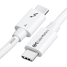 Cable Matters [Intel Certified 40Gbps Thunderbolt 4 Cable 2.6ft with 8K Video and 240W Charging in White - 0.8m, Compatible with USB4, Thunderbolt 3 Cable and USB-C