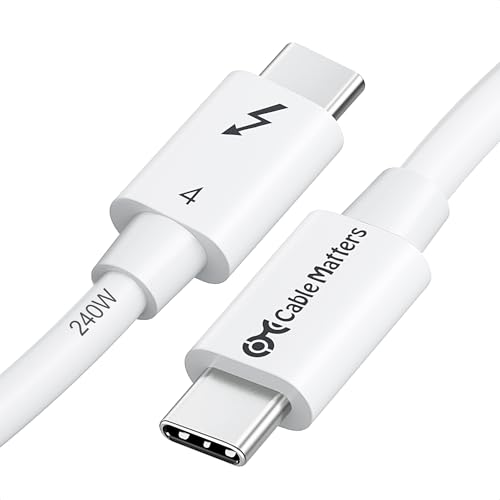 Cable Matters [Certifié Intel 0,8 m Cable Thunderbolt 4-40 Gbps avec vidéo 8K et Charge 240 W Blanc - Rétrocompatible avec Câble USB4 Thunderbolt 3 et USB-C