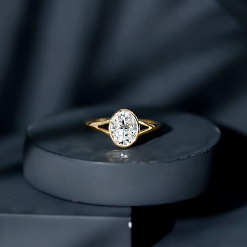 Certified Moissanite 7X9 mm Oval Engagement Ring, D-Vs1 Quality, Bezel Set Moissanite 2 Carat Ring - Ready To Gift4