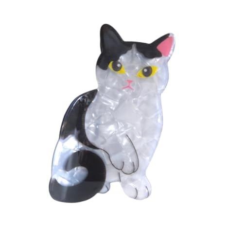 Cute Black White Cat Hair Clips,Novelty Acrylic Claw Clip for Women,Cute Animals Hair Clip