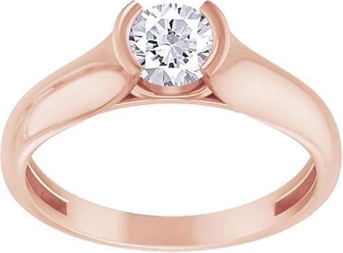 DEVBHUMI1 ENTERPRISES 3 CT Lab Created Round Cut Diamond Ring, 14K Rose Gold Finish, Wedding, Anniversary, Engagement Ring for Women