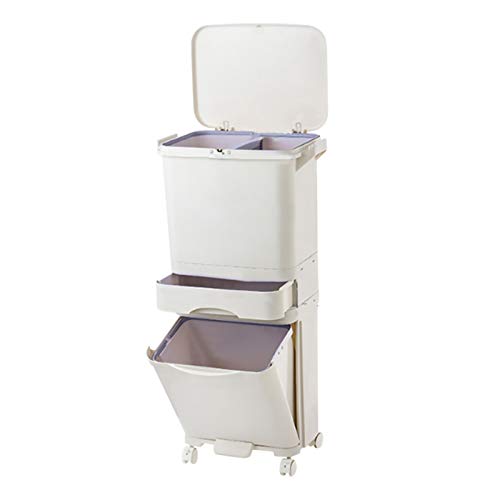 Warmiehomy 42L Dry and Wet Separation Trash Can with Wheels