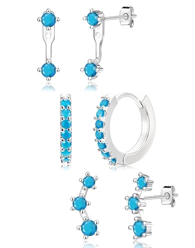 Created Turquoise Earrings for Women, Silver Created Turquoise Jewelry Stud