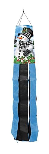 Checkered Snowman Winter Windsock Cardinal Pair Berries 40" L Briarwood Lane