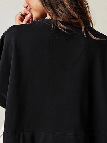 Image of Dokuritu Sweatshirt Dress Women Crew Neck Long Sleeve Patchwork Pullover Tops Flowy Oversized Sweatshirt Mini Dress