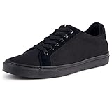 Men's Canvas Low Top Shoes Skate Shoes All Black Fashion Sneakers for Men Comfortable Walking Casual