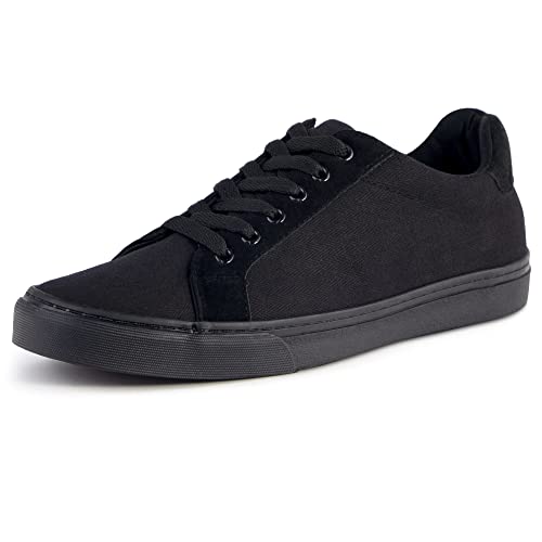 Men's Canvas Low Top Shoes Skate Shoes All Black Fashion Sneakers For Men Comfortable Walking Casual Shoes #TOP7