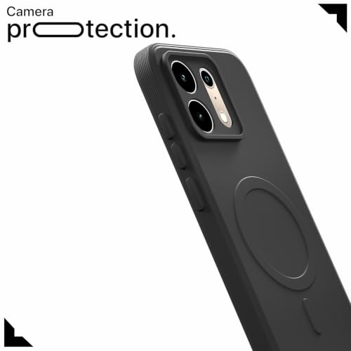 Image of Outlouders Back Cover for Realme P4s 5G | Soft Matte Silicone | Slim Fit | Magnetic-Safe Logo Design (Magnetic-Safe Not Compatible) | Shockproof | Camera Protection Bumper Case (Black)