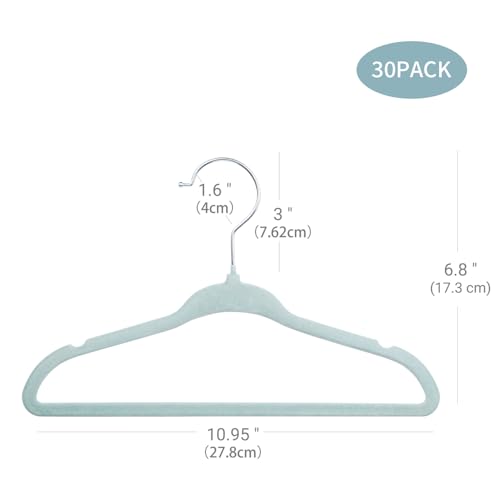 Miniatura 2 de Mangotree Perchas De Terciopelo Para Ropa De Bebé, Perchas Con Gancho Giratorio, Diseño De Hombros Con Muescas Para Niños Paquete De 30, Azúl
